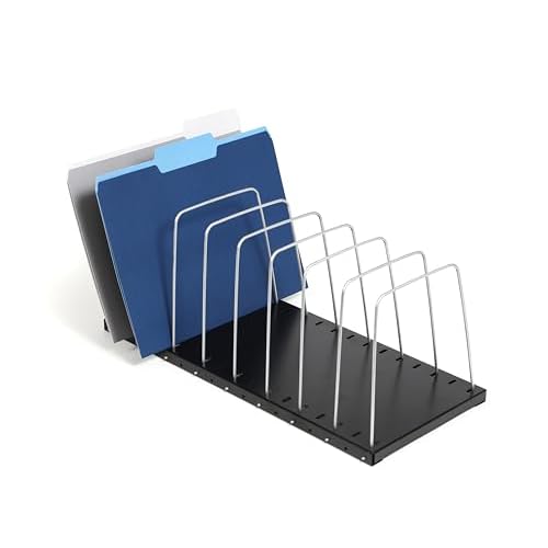 Huron Steel Wire Adjustable Vertical 8-Slot Desk File BinderOrganizer Storage