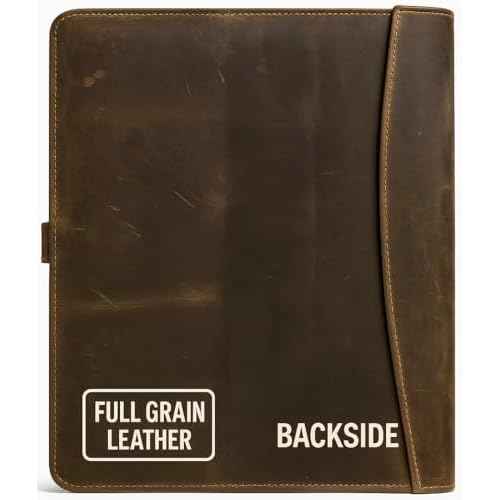 Leather Portfolio Organizer Padfolio Document Organizer with Snap Closure, Resume & Card Slots,Pen Holder,Writing PadFolio for A4/Letter Size Writing Legal Pad Leather Binder Portfolio for Men & Women