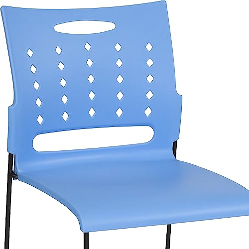 Flash Furniture HERCULES Series 881 lb. Capacity Blue Sled Base Stack Chair with Air-Vent Back