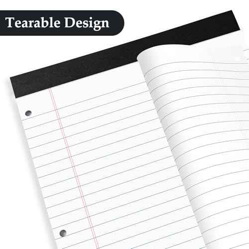 HAUTOCO 2 Pack 8.5 x 11 Legal Pads White Wide Ruled Notepads Perforated Writing Pads, 30 Sheets Per Notepad, 3-Hole Punched Paper, Writing Note Pads for School, Home, Office, Business