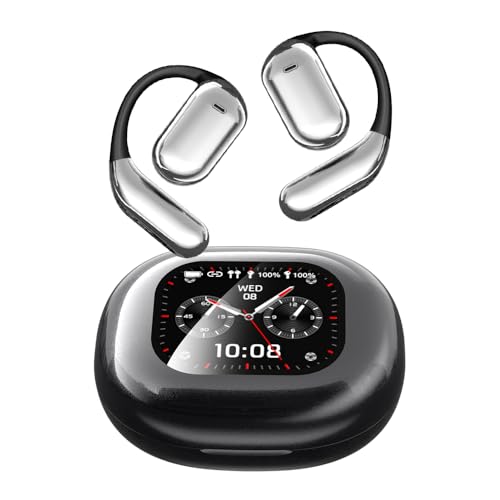 AI Language Translation Earbuds Real Time LCD Touch Screen Open Ear Wireless Headphone 3-in 1 Bluetooth Earphone 144 Language & Accents Translation Device for Travel Business Learning (Black)
