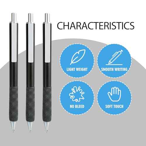 Black Gel Pens, 50 Pack Black Pens Bulk 0.5mm Black ink Fine Tip Pen, Smooth Writing, Click Gel Ink Roller Ball Pen for Office, nurses, families, and school diaries