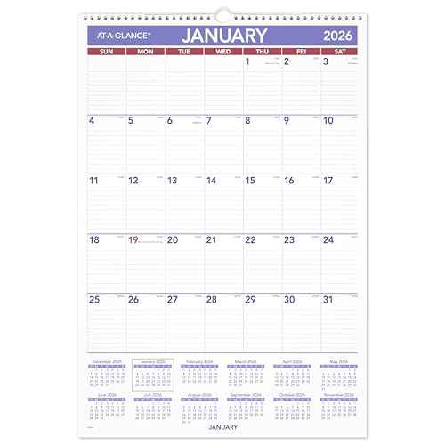 AT-A-GLANCE 2026 Wall Calendar, 15-1/2" x 22-3/4", Large (PM32826)