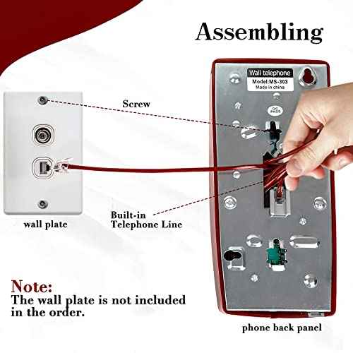 Retro Wall Phone, Sentno Vintage Wall Mounted Phones for Landline with Loud Mechanical Ringing, Wall Telephone with Ringtone and Handset Volume Control for Home, Office, Hotel and School (Red)