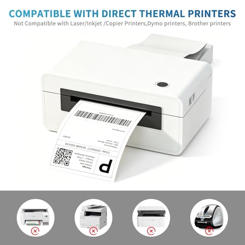 9527 Product 4x6 White Thermal Shipping Labels - 500pcs, Perforated, Compatible with Zebra & More