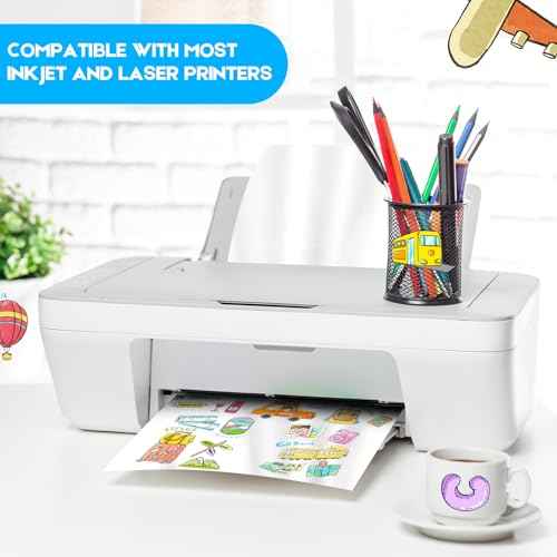 Premium Printable Vinyl Inkjet Stickers -30 Sheets Glossy White 8.5x11 Inch Sticker Paper,Suitable for inkjet printers£¬Waterproof£¬Fast Drying Vivid Colours, Retain Ink Well,Tear Resistant