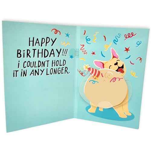 Farting Dog Birthday Card - Funny Birthday Card for Men Women Kids - Farting French Bulldog Meme Sound and Shaking Dog Motion Bday Greeting Cards 5.25 x 8.18 Inch
