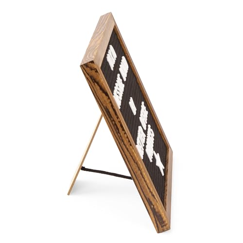 Rustic Brown/Black 10x10 Real Wood Felt Letter Board with Changeable Messages