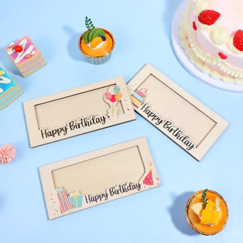 Wooden Birthday Money Box 3-Pack – Colorful Card Gift Holders for Party