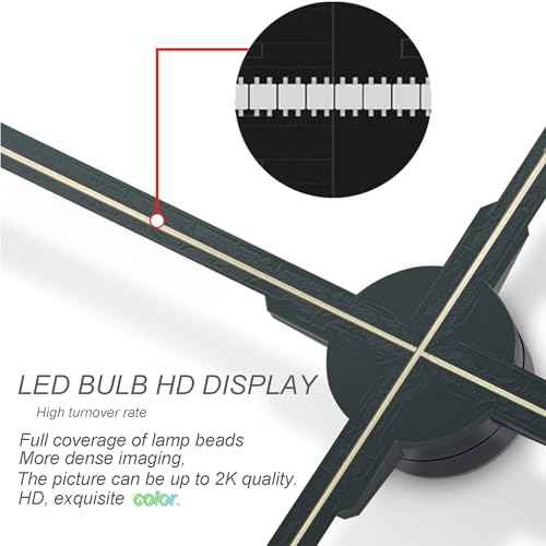 3D Hologram Fan, 45cm (17.7 In) 4-Blade HD LED Spinning Holographic Projector Display, Transparent Compact for Retail Advertising and Home Decor