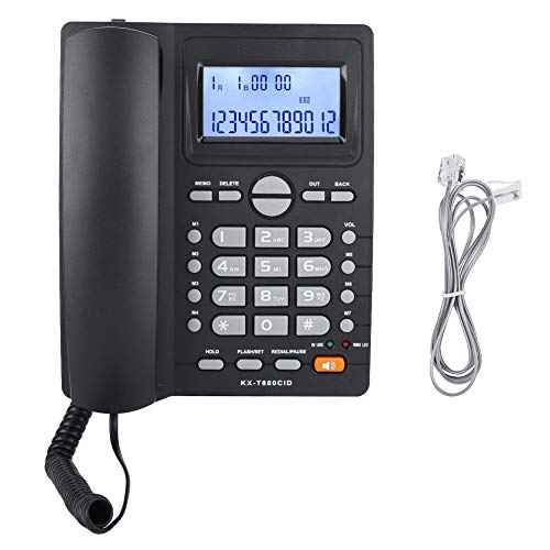 Corded Phone, Desktop Landline Telephone Wired Phone for Home Office Hotel Use, Speakerphone, Caller ID Display, Hands Calling (Black)