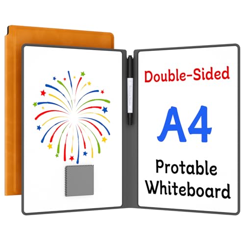 Orange Small Dry Erase Whiteboard 12x9 Inches Portable Double-Sided Folding Board with Pen