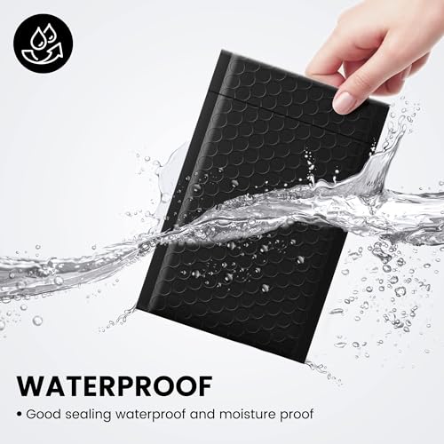 Fuxury 4x8 Bubble Mailer 260 Pack Black Padded Envelopes for Mailing, Small Bubble Mailers Usable Size 4x7" Padded Envelopes Self-SealPadded Mailers for Small Business Shipping Bulk#000