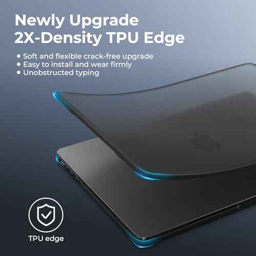 BlueSwan Anti-Cracking Hard Shell Case Compatible with MacBook Pro 14-inch M5 2025 2024-2021 Release M4 M3 M2 M1 Pro/Max Chip, Anti-Fingerprint Soft TPU Bumper, Frosted Black