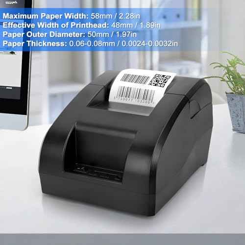 Gugxiom 58mm Thermal Receipt Printer, Portable Mini Thermal Printer, Bluetooth Receipt Imprimeur for Supermarket Restaurant Retail Sales Kitchen, Compatible with Linux/Windows/Android/iOS