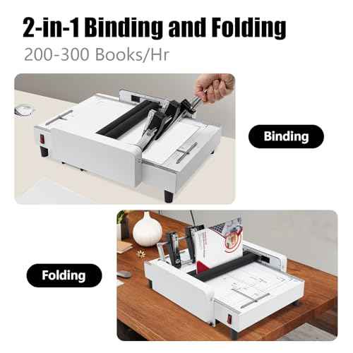 2 in 1 Paper Folding & Binding Machine A3 Booklet Maker MAX 11.7"¡¿16.5" Paper Binder Stapler Machine 200-300 Books/Hr Booklet Maker for Offices, Schools