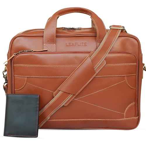 16" Leather Laptop Bag for Men and Women - Meeting Bag / Briefcase