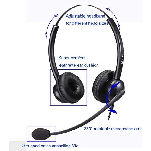 MAIRDI Telephone Headset with Noise Cancelling Microphone & HIS Cable for Avaya IP 1608 1616 9601 9608 9611 9611G 9620 9621 9630 9631 9640 9641 9650 9670 J139