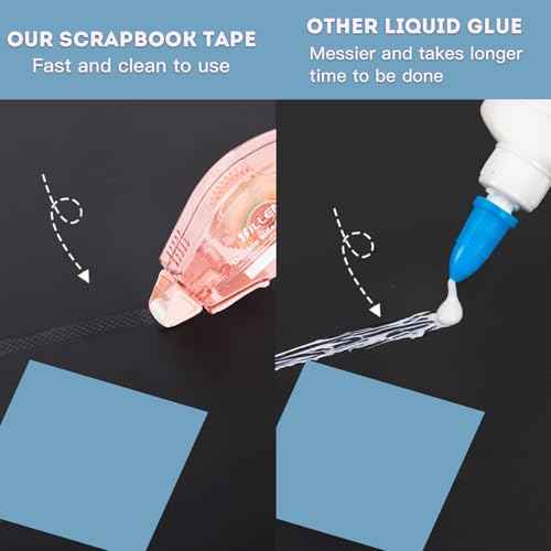 Amanbo 6 Pack Glue Tape for Scrapbooking, Scrapbook Double Sided Tape Roller for Crafts, Total 118 Ft x 0.24 in Tape Runner, Craft Supplies for Scrapbooking, Gift Wrapping and Photo Tape
