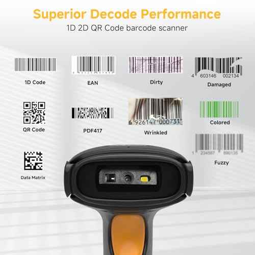 VOTTAN QR 2D Barcode Scanner, Bluetooth & 2.4G Wireless & USB Wired Connect iPad Phone Tablet PC POS, UPC EAN 1D PDF417 Data Matrix 2D Handheld Barcode Scanner
