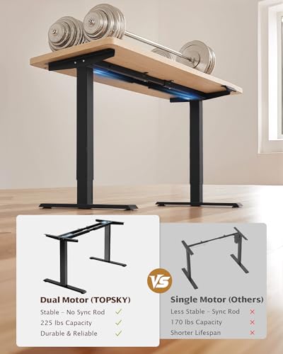 TOPSKY Dual Motor Standing Desk Frame Black Without Stand 225 lbs Capacity