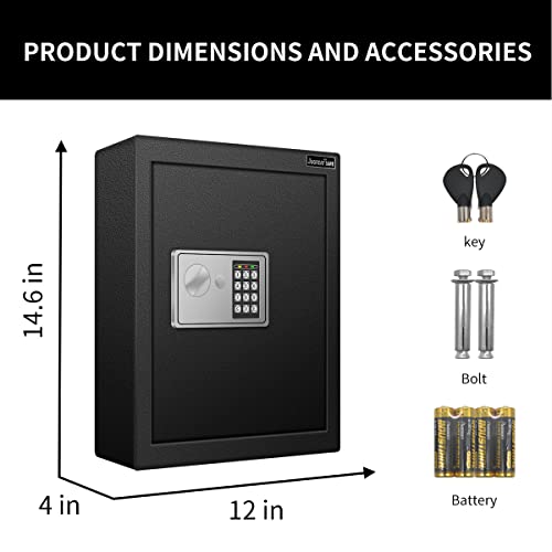 JUGREAT 83 Keys Wall Safe with Sensor Light, 80 Key Hooks, Keyless Access Black