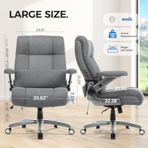 Big & Tall Ergonomic Office Chair with 3D Kneading Massage and Heat