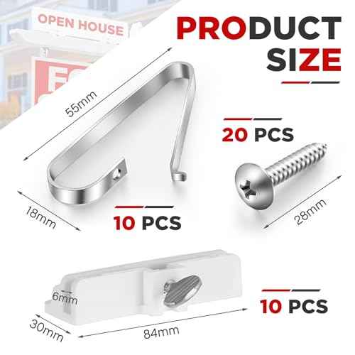 Thyle 10 Sets Real Estate Sign Holders and Rider Clips for Mounting, Including Hooks for Hanging or Attaching Signs and Riders,with Screws for Posts.