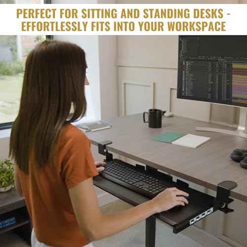 Keyboard Tray Under Desk Slide Out ? Large 27" (31" Wide with Clamps) Computer Drawer Pull Out with Sturdy C-Clamp Mount, Ergonomic Keyboard Holder Under Desk Tray, Black