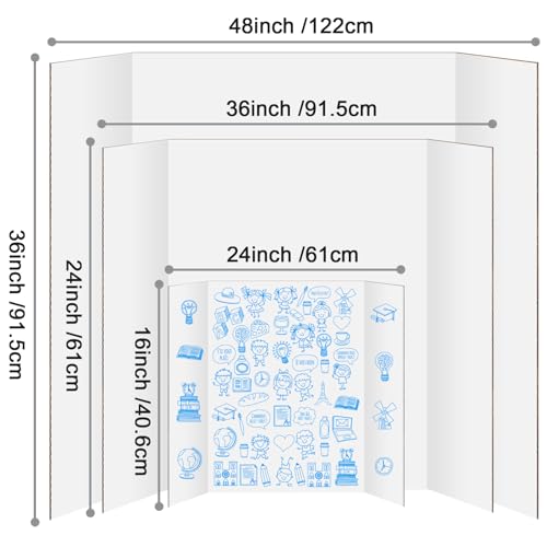 IKAYAS 4 Pack Trifold Poster Boards 24x36 White Science Display Boards