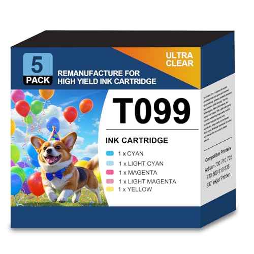 99 T99 T099 Ink Cartridge Combo Pack Replacement for 99 T099 98 T098 Ink Cartridge use with Artisan 700 710 725 730 800 810 835 837 Printer (5 Packs, C/M/Y/LC/LM)