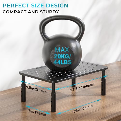 BONTEC 2 Pack Adjustable Monitor Stands with Drawer, Supports 44lbs - Black