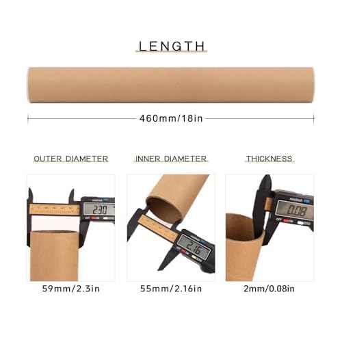 15PCS 2"x18" Kraft Shipping Tubes With Caps, Cardboard Poster Tubes for Shipping and Storage of Documents and Art