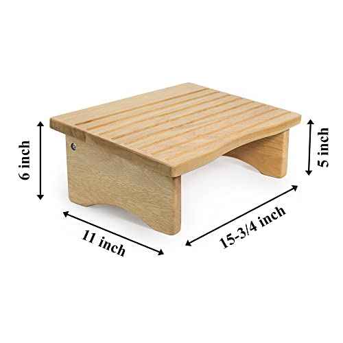 CONSDAN Foot Rest, Ergonomic Footrest for Under Desk at Work, Nursing Foot Stool, Natural Solid Wood Non-Slip Slanted Top Foot Stool for Office/Standing Desk (Natural Color)