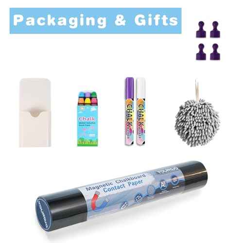 YOUNGJQ Magnetic Chalkboard Contact Paper for Wall 40" x 18" Self Adhesive Blackboard Wallpaper Peel and Stick Wall Decal with Starter Kit for Home Playroom Classroom