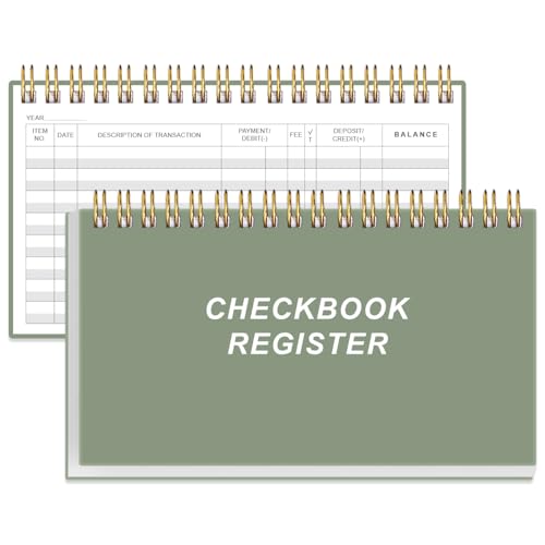 Heveboik Personal Check Register Book A6 Green - 65 Sheets, 130 Pages, Wallet Size