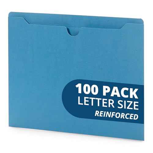 Blue Summit Supplies 100 Blue File Jackets, Reinforced Straight Cut Tab, Designed for Use in Standard Hanging Files, Letter Size, 100 Pack