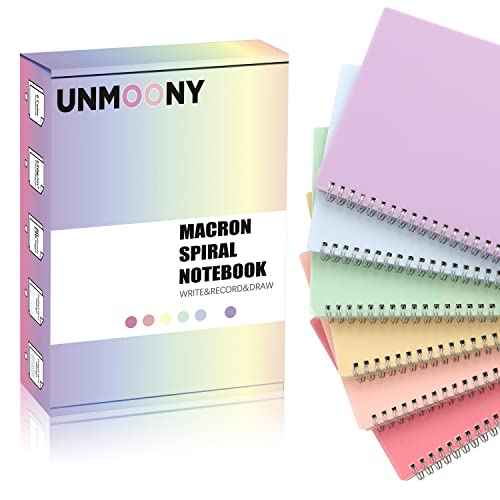 A5 Dotted Spiral Notebook, 6 Pack 120 Pages, Dot Grid Journal with 120 GSM Thick Dotted Bullet Paper, 6 Macaron Transparent Colors Hardcover, for Bullet Journaling 5.7"x 8.5"