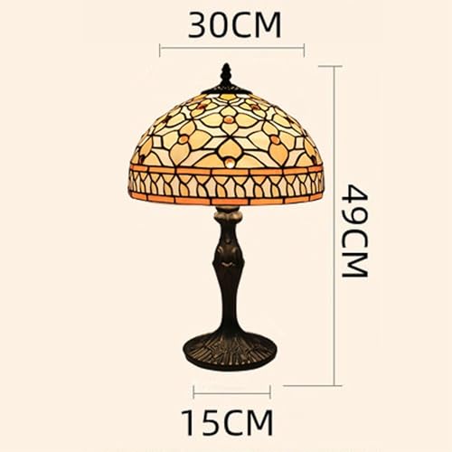 Tiffany Style Table Lamp Glass Bedside Lamp Antique Luxurious Bedside Desk Reading Light Desk Light Metal Base Decor Bedroom Living Room Home Office (HE128619AT)