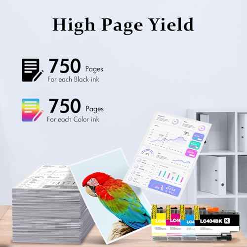 LC404 MFC-J1205W LC404XL Ink Cartridges for Brother Printer LC 404XL 404 XL for MFC-J1205W MFC-J1215W MFC J1205W J1215W - 4 Pack High Yields Black Cyan Magenta Yellow