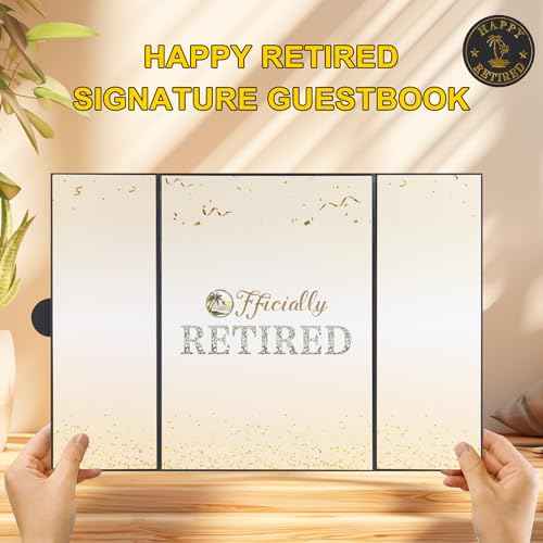 Retirement Party Decorations Large Retird Card Signing Black Gold Happy Retirement Guest Book Creative retirement Card for Men Women