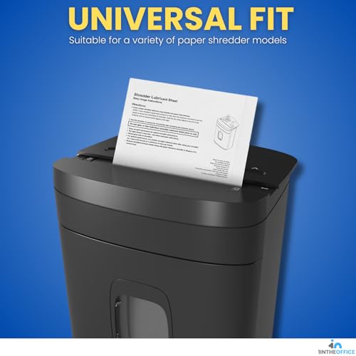 1InTheOffice Paper Shredders Lubricant Sheets 8.5" x 6" Shredder