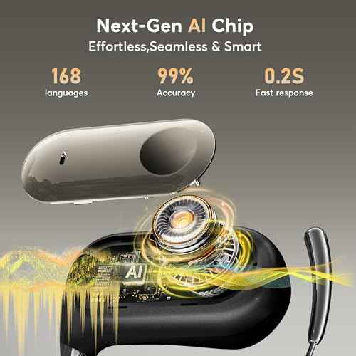 AI Translation Earbuds Real-Time 168 Languages Translator Earbuds, 4-in-1 Translation Device, 50H Playtime with OWS Touch Screen, Bluetooth 5.4 Translate Headphones for Travel, Business, Learning
