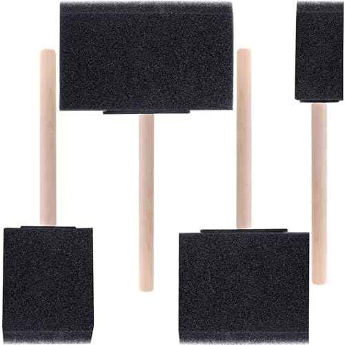 4 Pcs Foam Paint Brushes, 4 Sizes Wood Handle Sponge Paint Brush 1" 2" 3" 4" for Details, Staining, Varnishes, Large Area and DIY Craft Projects