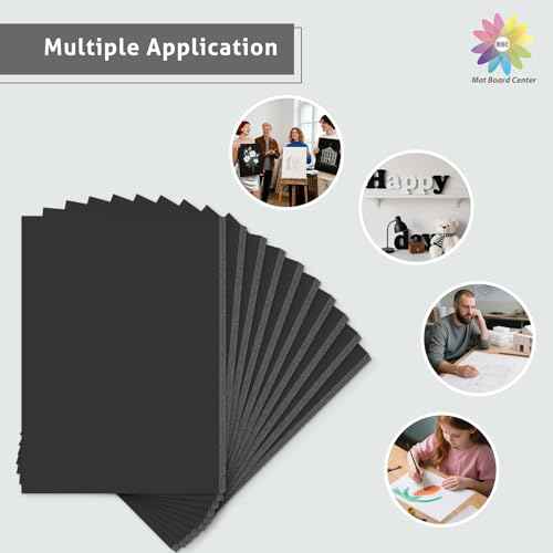 Mat Board Center, Pack of 25 Foam Core Backing Boards 3/16" (5x7, Black)