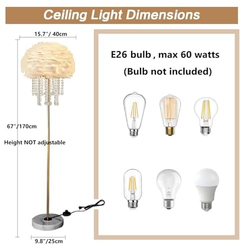 Delemade Floor Lamp,Modern Bedside Lamp with Table, Glam Floor Lamp for Living Room, Bedroom (B Golden)
