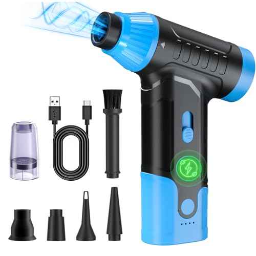 Electric Compressed Air Duster - Electric Air Duster for PC, Rechargeable Mini Blower 150,000 RPM Cordless Vacuum for Cleaning Keyboards, Computers and Cars (Blue)