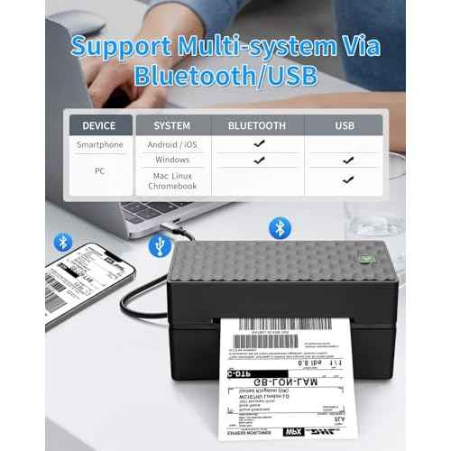 Thermal Label Printer, 4x6 Shipping Label Printer for Small Business, Bluetooth Label Printer for Shipping Packages, Compatible with iOS, Android, Windows, Mac, UPS, USPS - Black
