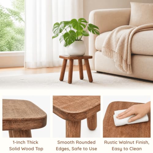 Youeon 9.3x9.3x9.3 Inch Wooden Step Stool, Small Non-Slip Footstool for Adults, Supports 300 lbs, Portable and Easy to Assemble