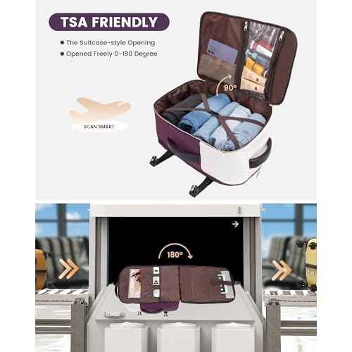 LOVEVOOK Travel Backpack, Carry On Backpack for Women, 40L Flight Approved Personal Item Backpack, Large Water Resistant Luggage Daypack with 3 Packing Cubes, fits 17inch Laptop, Beige-Purple-Black